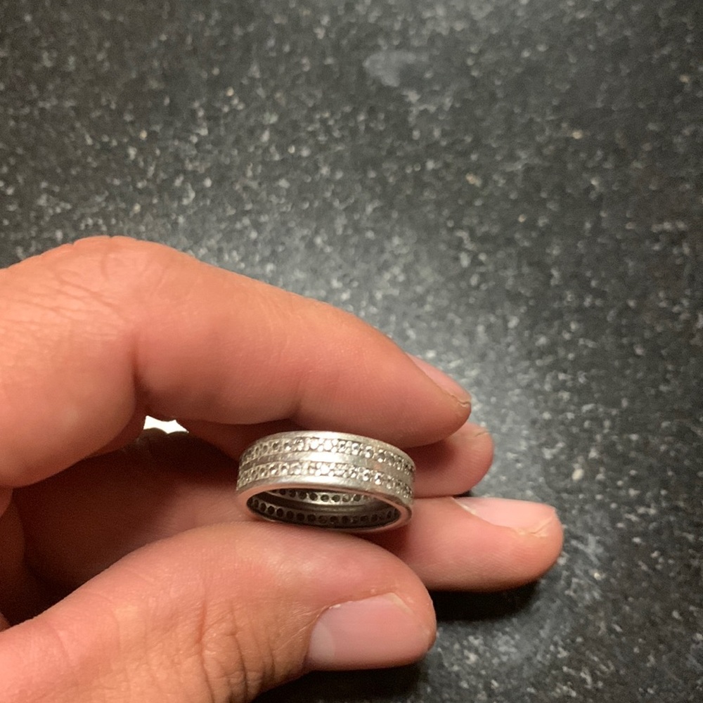 Diamond Ring. Sterling Silver. Size 14